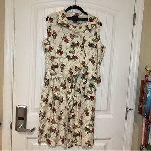 Harley-Davidson 100% Silk Snake & Roses Sleeveless Crop Top & Pant Set Size XL